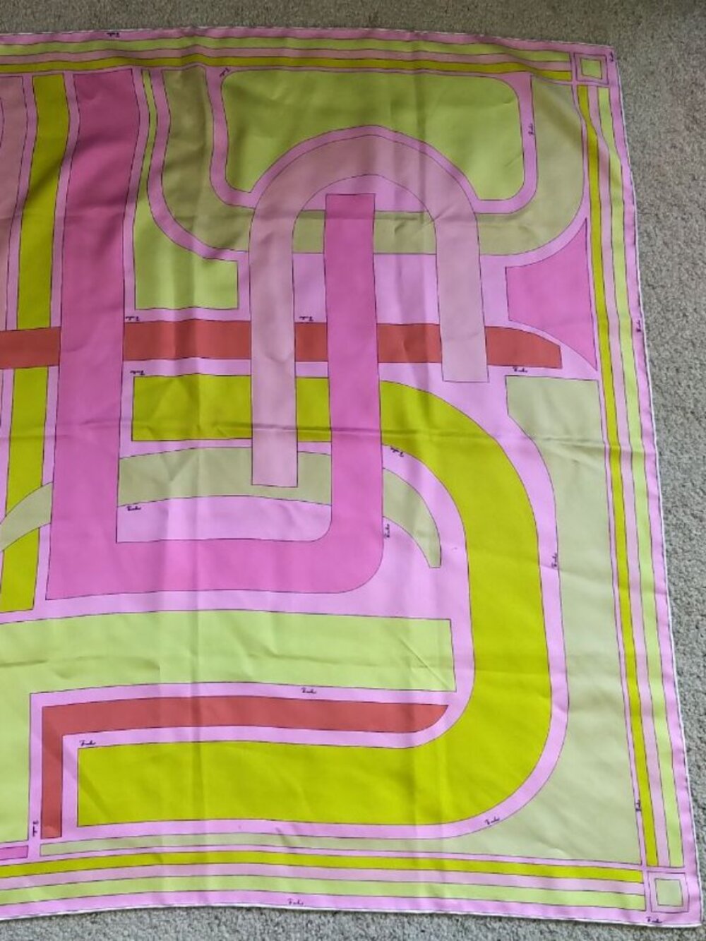 Pink and Yellow Emilio Pucci Silk Scarf - Picture 3 of 12